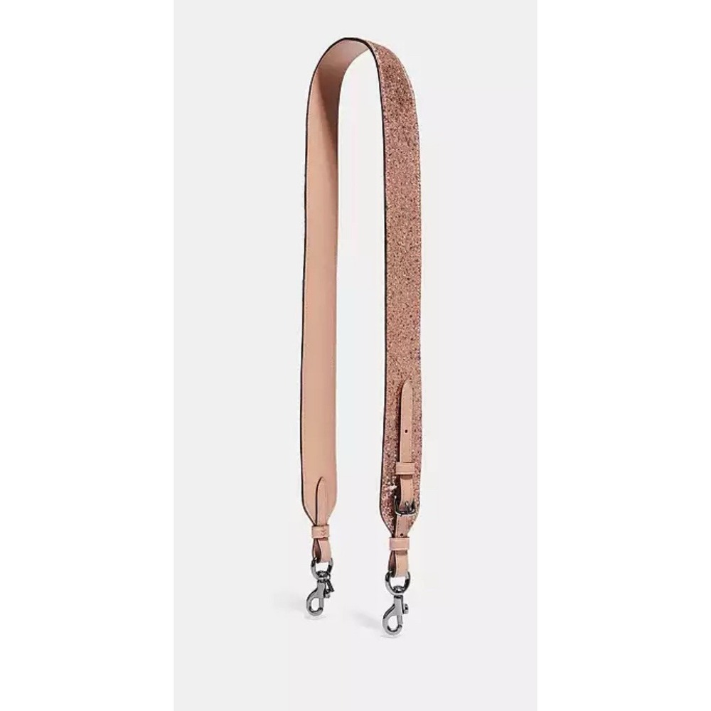 Coach Novelty Strap Rose Gold Glitter Leather Crossbody Gunmetal Hardware